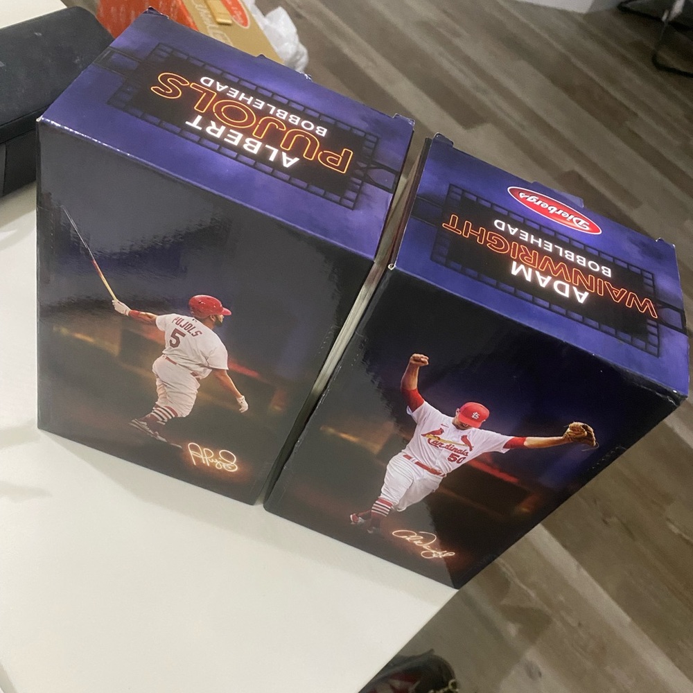 Cardinals Albert Pujols and Adam Wainwright bobbleheads never opened.